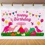 Pink Dinosaur Birthday Party Decorations Dinosaur Birthday Party Backdrop Dinosaur Themed Background for Girl Dino Birthday Banner for Yard Sign Indoor Outdoor PartyDecorations Supplies