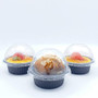 Pack of 25 -Dome lid--Oven  and  Freezer Safe Plastic Round Baking Container with Clear lid, 150ml Disposable Individual Muffin Baking Cups, Cupcake Baking Cups