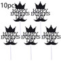 10pcs Happy Father's Day Cake Toppers Cupcake Toppers for Father's Day Festival Party Cupcake Decorations - Crown