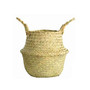 Godagoda 1Pcs Garden Plant Flower Pot Handmade Rattan Storage Basket Foldable Seagrass Straw Hanging Woven Handle Toy Storage Container