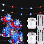 4th of July Decorations Lights Stars String Lights Red White and Blue Stars String Lights 10 Feet 40 Led Stars String Lights with Remote Timer for Memorial Day Independence Day