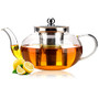 Glass Teapot with Infuser Stovetop Teapot with Removable Stainless Steel Strainer Microwave  and  Dishwasher Safe  different ways of heating can be used Tea Kettle -34 OZ - 1000 ml --