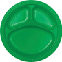 10" Green Plastic Compartment Plates 6ct