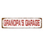Worldwood Grandpa's Garage Street Sign, Gift for Mechanic, Vintage Metal Tin Sign Men Cave Decor, Retro Wall Hanging Plaque Poster Art Sign for Home  and  Garage, 16 x 4 inches