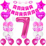 Huture 7 Birthday Party Supplies Rose Red Number 7 Foil Balloon "Happy Birthday" Banner Kit 7th Birthday Decoration White Latex Confetti Balloon Foil Star Heart Balloon Great Gift for Girls