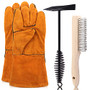 Rustark 3 Pack Scratch Wire Brush Slag Removal Tool Kit With Welding Leather Gloves 10 Inch Welding Chipping Hammer and Wirebrush Welding Slag Removal Tool for Cleaning Removing Slag
