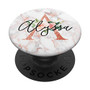 Alyssa Initial Letter A Blush Pink Marble Floral for Girls PopSockets Grip and Stand for Phones and Tablets