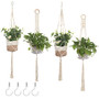 Macrame Plant Hangers Set of 4 Indoor Wall Hanging Planter Basket Decorative Flower Pot Holder for Indoor Outdoor Decor Hanging Planter Basket with 4 Hooks