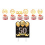 Yoaokiy 50th Anniversary Yard Sign  and  Cake Topper Decorations, 50th Wedding Anniversary Lawn Sign Party Cake Topper Supplies Kit, Happy 50 Year Anniversary Outdoor Lawn Decoration with Stakes