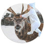 Deer in The Snow Kids Playmat Round Soft Modern Rugs for Floor Non-Slip for Room Decorations 31.5x31.5IN