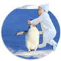 Kids Playmat Snow Penguin Round Soft Modern Rugs for Floor Non-Slip for Room Decorations 31.5x31.5IN