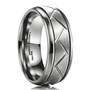 King Will TYRE Men's 8MM Silver Domed Grooved Tungsten Carbide Ring Brushed Wedding Band-14-