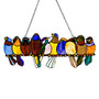 Colorful Birds on a Wire High Stained Glass Suncatcher Window Panel, Acrylic Cardinal Bird Stained Ornament Window Hangings Bird Series Art Bird Pendant for Home Indoor Outdoor Window Decoration -B-