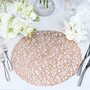 Efavormart 6 Pack 15" Rose Gold Round Woven Vinyl Placemats Non Slip Dining Table Placemats For Wedding Events Birthday Party