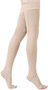 Thigh High Compression Stockings Toeless - Unisex Opaque KEKING 15-20mmHg Graduated Compression Leg Support Hose with Anti-Slip Silicone Band - Swelling Varicose Veins Edema Travel Beige Large
