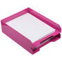 JAM PAPER Stackable Paper Trays - Pink - Desktop Document Letter File Organizer Tray - 2-Pack