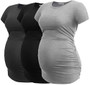 Smallshow Women's Maternity Tops Side Ruched Tunic T-Shirt Pregnancy Clothes Medium Dim Grey-Black-Grey