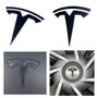 Custom Cut Graphics Tesla Model Y Logo Decal Wrap 11-pc Set (Satin Black)