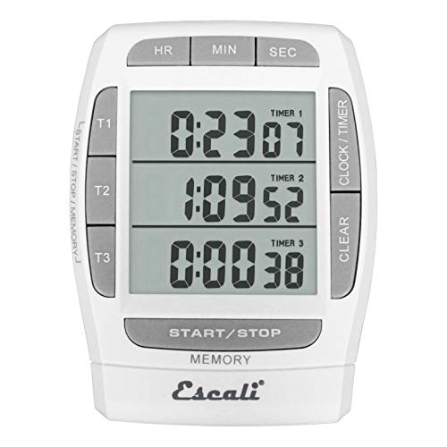 Escali Triple Event, Digital Timer, LCD Display, White Famous Microgreens