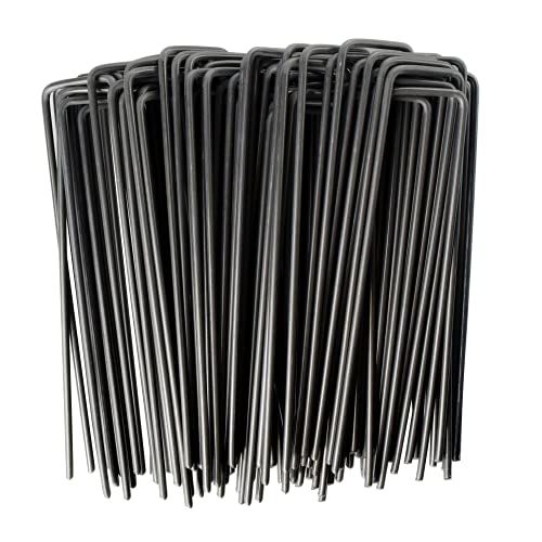 MySit 6" Garden Staples Landscape Stakes Ground Pins 100 Pack, Lawn Staples Weed Fabric Staple