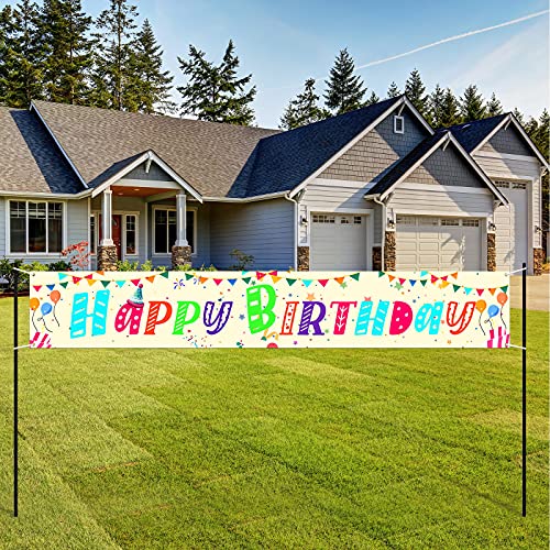 Large Happy Birthday Banner Colorful Birthday Party Banner 118 x 23.6 ...