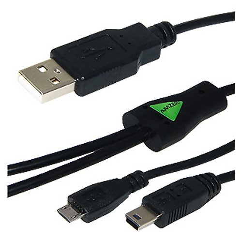 Amzer USB to Dual Mini USB and Micro USB Y Splitter Charging Handy