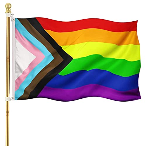 Progress Pride Rainbow Flag 3x5 Outdoor All Inclusive Pride 100D ...