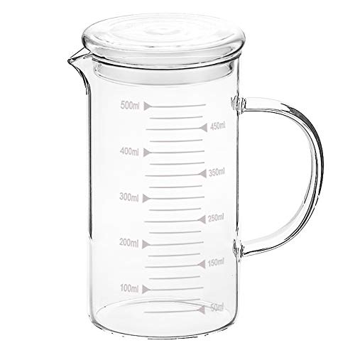 Measuring Cups with Handle and Lid 100 300 500ml HeatResistant Glass