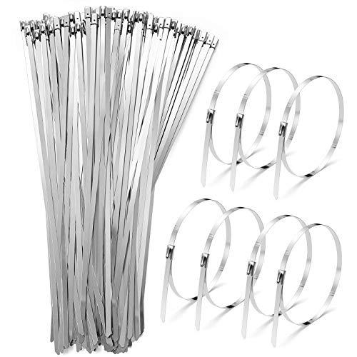 Metal Zip Ties 120PCS Stainless Steel Zip Ties Heavy Duty Exhaust Wrap 11.8 Inches Ovsor Multi