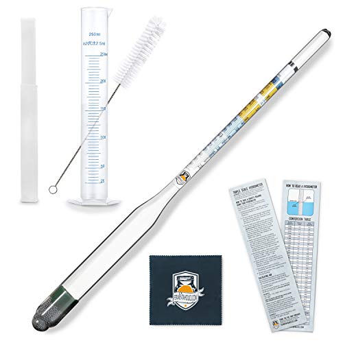Fermentaholics Triple Scale Hydrometer Test Kit Hydrometer Test Jar Kit Make Wine, Beer