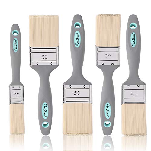 PinStone 5 Pack Paint Brush Set Rubber Handle Latex Water Based Paint