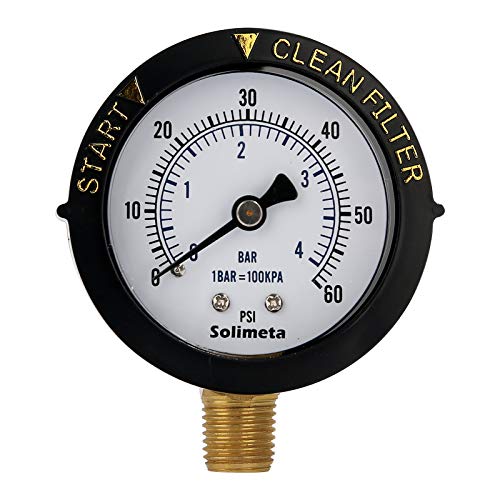 Solimeta 2" Start and Clean Filter Pressure Gauge, Water Pressure Gauge