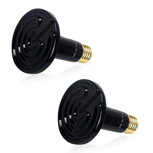 HANJION 100W 2 Pack Ceramic Heat Emitter Infrared Ceramic Heater Bulbs for Reptiles Heater Lamp