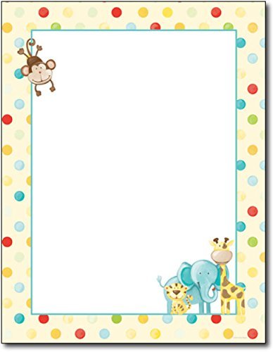 Baby Zoo Animals Letterhead - 80 Sheets - Famous Microgreens