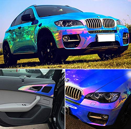 XhuangTech Holographic Rainbow Neo Chrome Car Vinyl Wrap Gloss Air ...