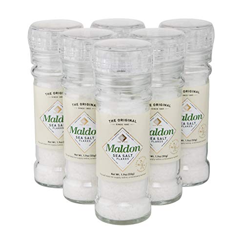 Maldon Salt Sea Salt Grinder 55 g 6 Count Refillable and Adjustable Kosher Natural Handcrafted