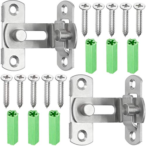 90/180 Degree Right Angle Door Latch – Stainless Steel Sliding Lock For Doors, Windows, Cabinets & Pet Cages – Easy Mount Security