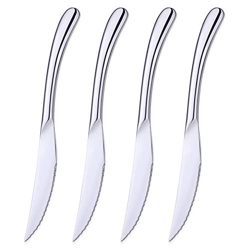 Mt.Jun Steak Knife Set of 4 Dishwasher Safe Serrated Knives Stainless Steel Famous Microgreens