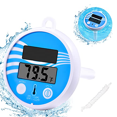 Floating Pool Thermometer Wireless Swimming Pool Temperature Thermometer Easy Read, Solar