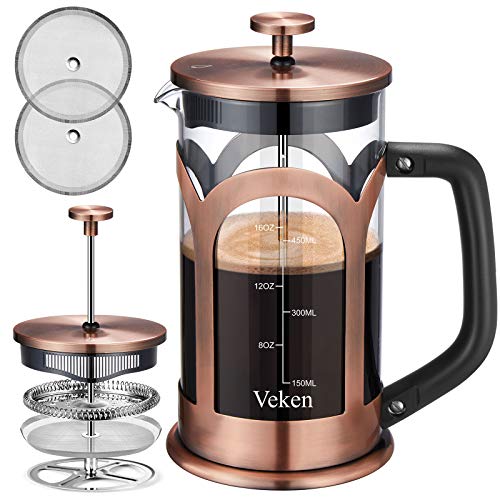 Veken French Press Coffee and Tea Maker 304 Stainless Steel Heat
