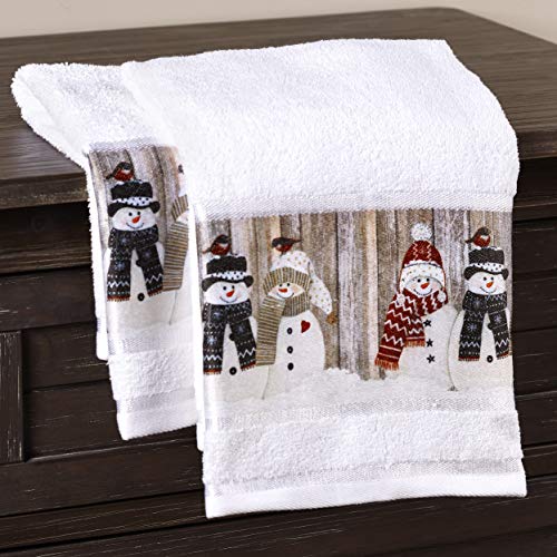 The Lakeside Collection Snowman Hand Towels with Retro Look for