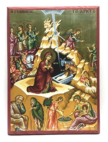 Wooden Greek Orthodox Christian Icon The Nativity of Jesus Christ ...