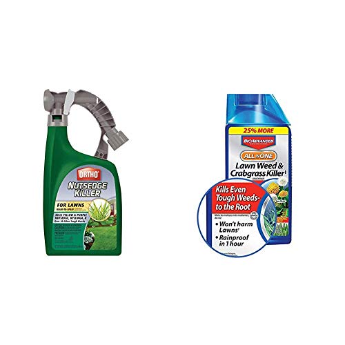 Ortho Nutsedge Killer for Lawns ReadytoSpray 32oz and BioAdvanced 704140 AllinOne Lawn Weed