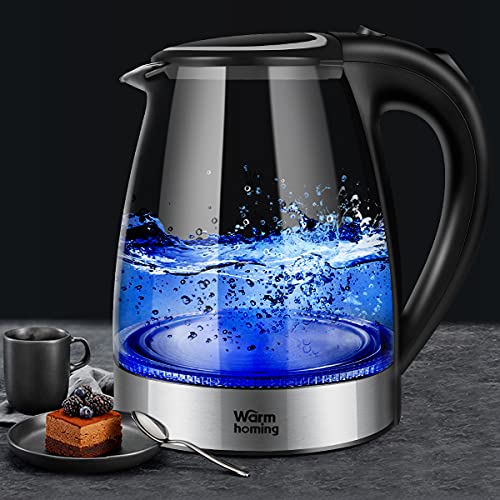 Electric Kettle 1.8L, Cordless BPAFree Glass Kettle, Hot Water Teapot