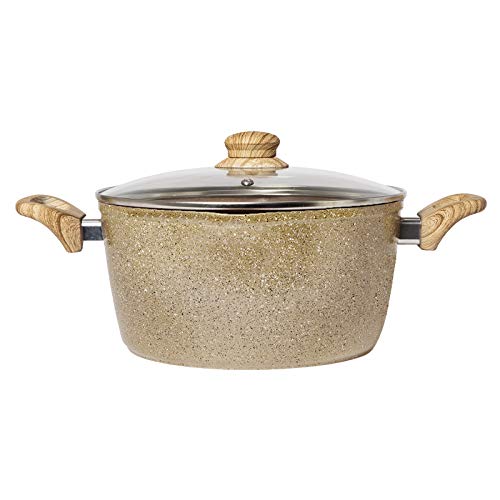 Country Kitchen Cookware Aluminum Dutch Oven, 5 Quart, Speckled Pot with Handles and