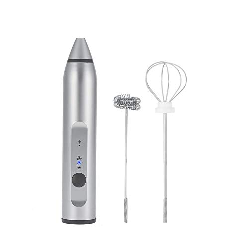 Electric Milk Frother, Rechargeable Electric Milk Frother with 2 Whisks Speed Adjustable