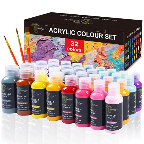 Tavolozza Craft Acrylic Paint Set of 32 Colors 60 ml2 oz with 3