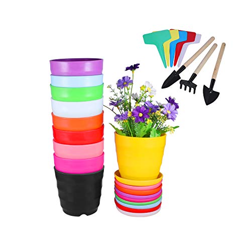 Plastic Planters Indoor Flower Plant Pots Set of 10 Modern Decorative ...