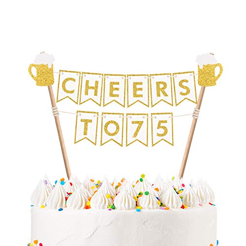 Cheers to 75 Cake Bunting Topper for 75th Birthday Wedding Anniversary ...