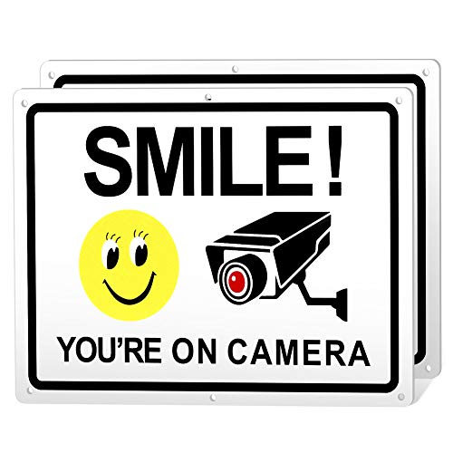 Smile You're on Camera Sign, Video Surveillance Sign Outdoor - Aluminum ...
